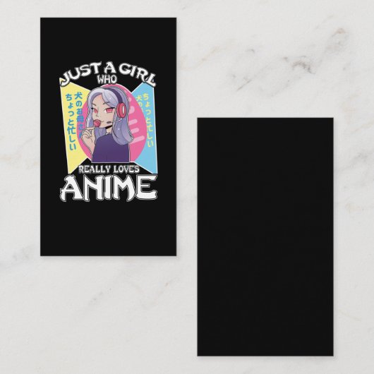 アニメガールおたく10代の日本のマンガ漫画ファン 名刺 (正面/裏面)