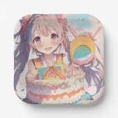 アニメガールお洒落誕生日 ペーパープレート (正面)