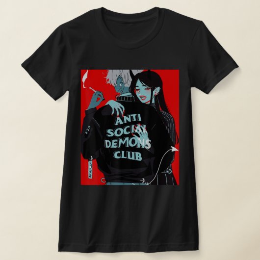 アニメガールかわいいワイフガールエステ日本のティック Tシャツ (レイダウン)