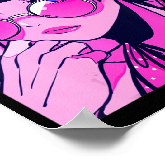 アニメガールかわいいワイフピンク日本のエステ ポスター (角)