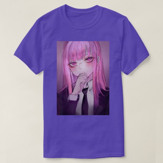 アニメガールかわいいワイフピンク日本のエステ Tシャツ (デザイン正面)