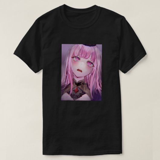 アニメガールかわいいワイフピンク日本のエステ Tシャツ (デザイン正面)