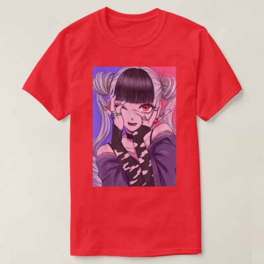 アニメガールかわいい和風美学日本のオタク1 Tシャツ (デザイン正面)
