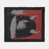 アニメガールかわいい和風美学日本のオタク フリースブランケット (正面(横))