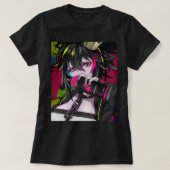 アニメガールかわいい和風美学日本のオタク Tシャツ (デザイン正面)