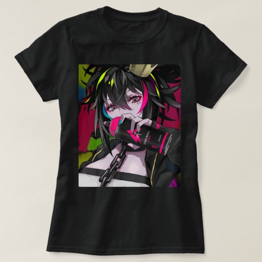 アニメガールかわいい和風美学日本のオタク Tシャツ (デザイン正面)