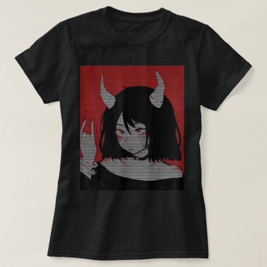 アニメガールかわいい和風美学日本のオタク Tシャツ (デザイン正面)