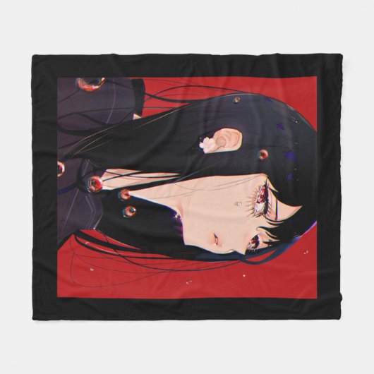 アニメガールかわいい和風美学日本のマンガO フリースブランケット (正面(横))