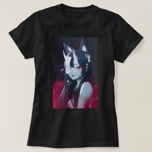 アニメガールかわいい和風美学日本のマンガO Tシャツ (デザイン正面)