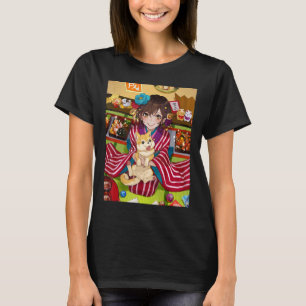 アニメガールかわいい和風美学日本の大宅2 Tシャツ