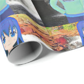 アニメガールとウォーターフォールのラッピング紙 ラッピングペーパー (ロールコーナー)