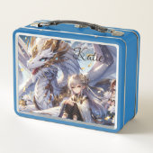 アニメガールとドラゴンパーソナライズされた メタルランチボックス (裏面)