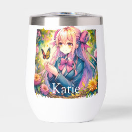 アニメガールとバタフライの水色パーソナライズされた