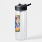 アニメガールとバタフライの水色パーソナライズされた ウォーターボトル (左面)