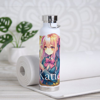 アニメガールとバタフライの水色パーソナライズされた ウォーターボトル