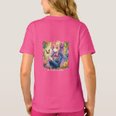 アニメガールとバタフライ水彩画 Tシャツ (裏面)