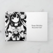 アニメガールとバタフライ誕生日カラーページ カード (内部)