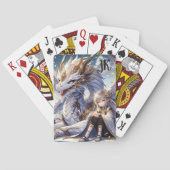 アニメガールと白と金ゴールドドラゴンモノグラムの トランプ (裏面)