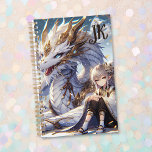 アニメガールと白と金ゴールドドラゴンモノグラムの プランナー手帳<br><div class="desc">アニメパーソナライズされたプランナーとイニシャル。アニメの女の子と白と金ゴールドドラゴン。マンガかわいらしアニメファンタジーアート。</div>