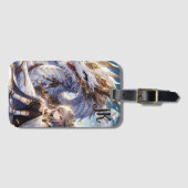 アニメガールと白と金ゴールドドラゴンモノグラムの ラゲッジタグ (正面横)