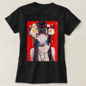 アニメガールわふ日本の美学かわいい大宅 Tシャツ (デザイン正面)