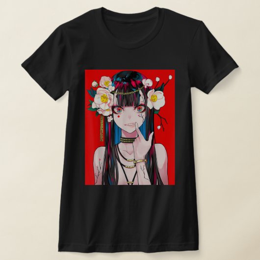 アニメガールわふ日本の美学かわいい大宅 Tシャツ (レイダウン)