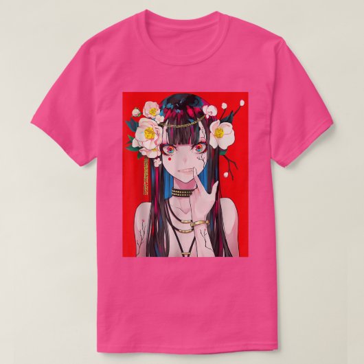 アニメガールわふ日本の美学かわいい大宅 Tシャツ (デザイン正面)