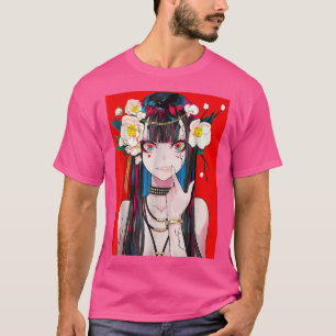 アニメガールわふ日本の美学かわいい大宅 Tシャツ