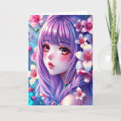 アニメガールをテーマにしたカラーリングページ誕生日 カード (正面)