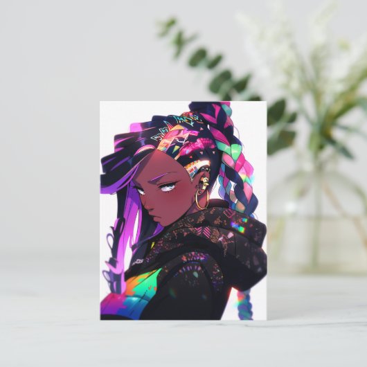 アニメガールアフリカンアメリカン・アート ポストカード (スタンド正面)