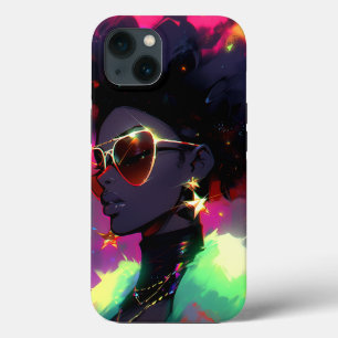 アニメガールアフリカンアメリカン・アート iPhone 13ケース