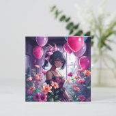 アニメガールオブカラーフローラ誕生日 招待状 (スタンド正面)