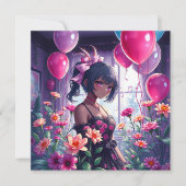 アニメガールオブカラーフローラ誕生日 招待状 (正面)