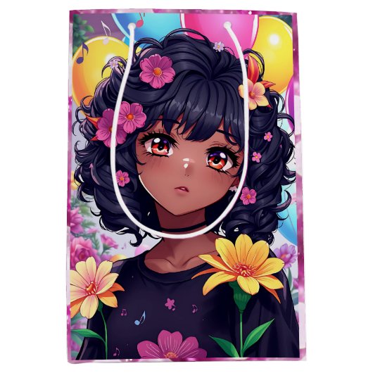 アニメガールオブカラー誕生日 ミディアムペーパーバッグ (正面)