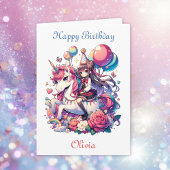 アニメガールオンユニコーンプラスカラーリングページ誕生日 カード