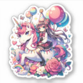 アニメガールオンユニコーン誕生日 シール (正面)