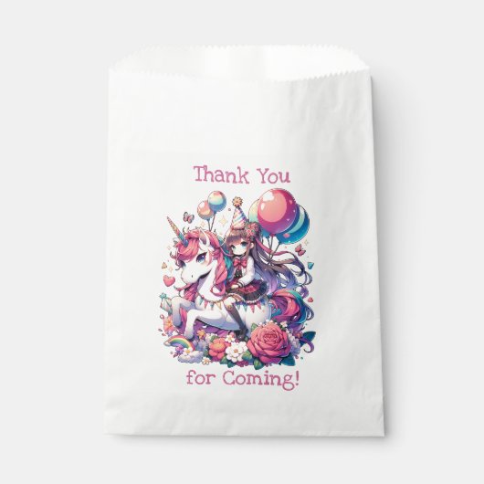アニメガールオンユニコーン誕生日 パーソナライズされた フェイバーバッグ (正面)