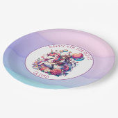 アニメガールオンユニコーン誕生日 パーソナライズされた ペーパープレート (アングル)