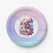 アニメガールオンユニコーン誕生日 パーソナライズされた ペーパープレート (正面)