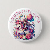 アニメガールオンユニコーン誕生日 パーソナライズされた 缶バッジ (正面)