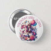 アニメガールオンユニコーン誕生日 パーソナライズされた 缶バッジ (正面&裏面)