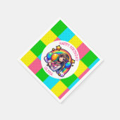 アニメガールカラフルアーポップ・アートのト誕生日パーソナライズされた スタンダードカクテルナプキン (角)