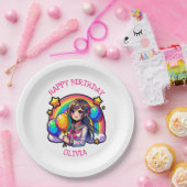 アニメガールカラフルアーポップ・アートのト誕生日パーソナライズされた ペーパープレート (パーティー)