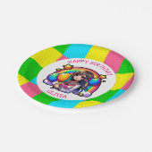 アニメガールカラフルアーポップ・アートのト誕生日パーソナライズされた ペーパープレート (アングル)