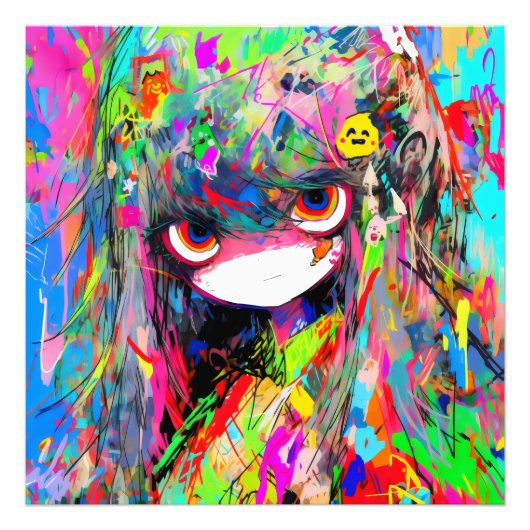 アニメガールカラフル抽象芸術 フォトプリント            (正面)