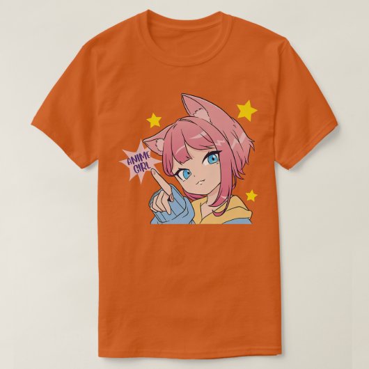 アニメガールカワイトかわいいアニメ猫耳マンガオタク  Tシャツ (デザイン正面)