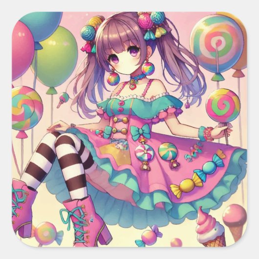 アニメガールキャンディ誕生日 スクエアシール (正面)