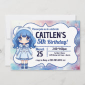 アニメガールキュート日本の誕生日招待状 招待状 (正面)