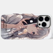 アニメガールグレイ髪 Case-Mate iPhoneケース (裏面 (横))