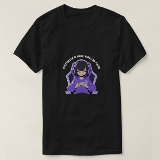 アニメガールゲーマー紫ゲーミングアート Tシャツ